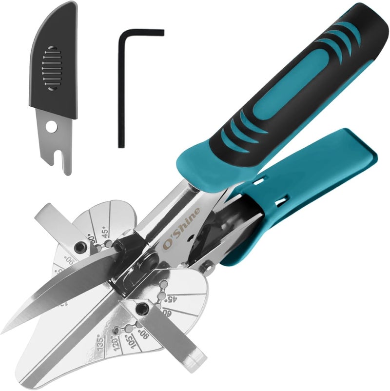 OSHINE O’Shine Ratchet Miter Shears for Angular Cutting Molding Crafting Wood, Quarter Round Cutting Tool, 45-135 Degree Multi Angle PVC Miter Shear Trim Cutter Hand Tool, An Extra Blade & Hex Key Included - Image 1